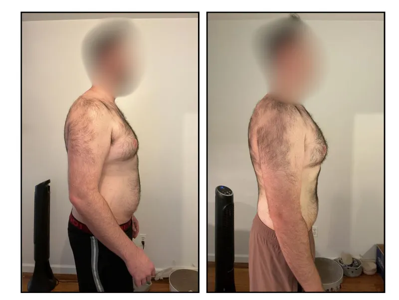 Before and after photos: An HPHGenetics client, lost 32 lbs in 3 months