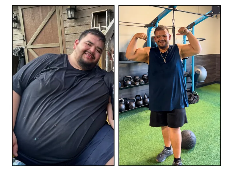 Before and after photos of Julio Gaussin, an HPHGenetics coaching client